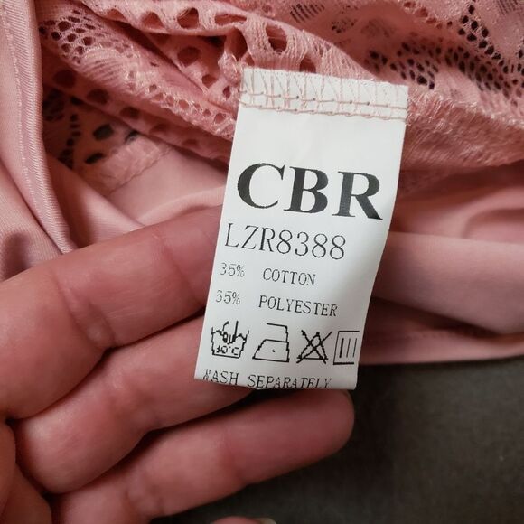 CBR blush pink lace long sleeve bodysuit Sz Large - Picture 7 of 10
